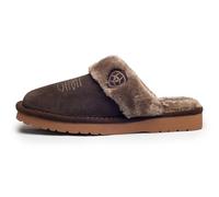 ARIAT Women's Jackie Square Toe Warm Soft Genuine Suede Leather Indoor Outdoor Slippers with Plush Collar, Chocolate, 8.5 UK