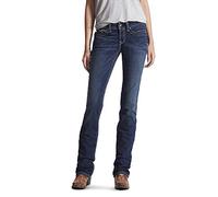 ARIAT Women's R.e.a.l. Mid Rise Stretch Icon Stackable Straight Leg Jean, Blue, 28 Short