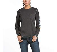 ARIAT Women's Charcoal Heather Rebar Logo Long Sleeve Work Shirt Charcoal Medium