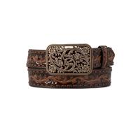 ARIAT Women's Rhinestones Embossed Leather Belt, Chocolate, S