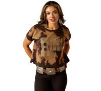 Ariat Women's Rodeo USA Top, Bleached Black & Tan, XL