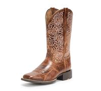 ARIAT Women's Round Up Remuda Wide Square Toe Western Boot, Aged Tan, 8 X-Narrow