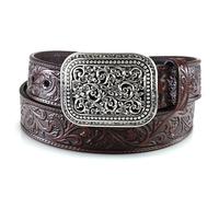 ARIAT Women's Scroll Embossed Buckle Belt, Brown, Large