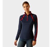 Ariat Women's Sunstopper 3.0 1/4 Zip Base Layer, Navy/Red S