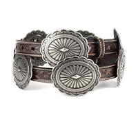 Ariat Women's Tooled Oval Concho Western Belt Tan Medium