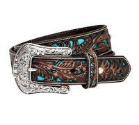 ARIAT Women's Turquoise Inlay Floral Bling Belt, Brown, Medium