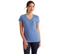 ARIAT Womens Vertical Logo V Short Sleeve T-Shirt - Dutch Blue Womens Size - XS