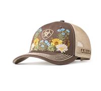 Ariat Women's Vintage Flowers Cap, Brown | Cream Mesh Back, Hook-and-Loop Closure, Daisy and Wildflower Design, One Size Fits Most, Western Everyday Wear
