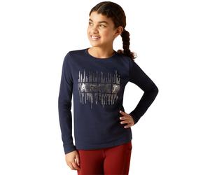 Ariat Youth Glitz Long Sleeve T Shirt - Navy - Size: Medium