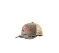 Ariat Youth Semi Curved Bill Cap with Distressed Flag, Brown | 69% polyester and 31% cotton, youth 6-panel structured fit, semi-curved bill, mesh back, adjustable snapback, baseball cap