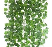 ARIATI 12 x Strands Total Length 84 Ft / 24 metre Grape Garland Fake Vines Artificial Ivy Leaves Plants Hanging Greenery Plant Garland for Bedroom Office Wall Decor Indoor Outdoors