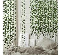 ARIATI 12 x Strands Total Length 84 Ft / 24 metre Scindapsus Garland Fake Vines Artificial Ivy Leaves Plants Hanging Greenery Plant for Bedroom Wall Decor Indoor Outdoors