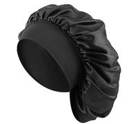ARIATI 1x Silk Hair Wrap for Sleeping - Satin Bonnet for Women & Girls, Soft Elastic Night Sleep Cap for Curly & Natural Hair, Black