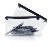 ARIATI 2 Pack Clear Pencil Case for Exams - Transparent Zipper Pouch for School Stationery, Exam-Approved See-Through Pencil Bag for Boys & Girls - Durable, Easy to Clean
