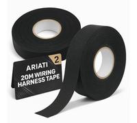 ARIATI 2 x Pack Wiring Loom Tape Heat-Resistant Adhesive Black 20m Cloth Tape for Cars, Motorcycles, and Electrical Applications Car Loom | Durable Fabric Tape for Wiring Harnesses & Repairs