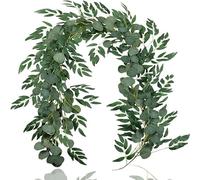 ARIATI 4 Pcs Artificial Eucalyptus Garland 26Ft with Willow Leaves Fake Hanging Greenery Vines Table Runner Garland for Wedding Backdrop Arch Wall Decor