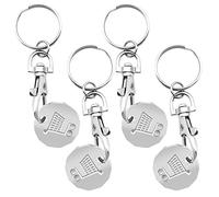 ARIATI 4 x pcs TROLLEY COIN KEY RING UK SET Shopping Trolley Token Keyrings | Trolley Tokens for Supermarket | New Pound UK Coin | Locker Coin