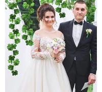 ARIATI 4 x Strands Total Length 28 Ft / 8 metre Realistic Fake Grape Ivy for Room Aesthetic and Garden Wall Decoration for Indoor Outdoor Green Faux Leaves Plastic Hanging Greenery Decor