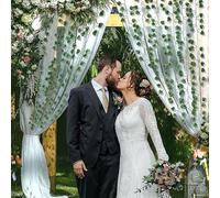ARIATI 6 x Strands 42ft Long 12 metre Fake watermelon Vine, UV Resistant Fake Plants Green Leaves Hanging Ivy Garland for Wedding, Party, Room Decor, Office, Garden, Wall Decoration