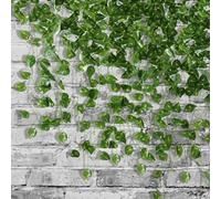 ARIATI 6 x Strands Total Length 42 Ft / 12 metre Fake Scindapsus Vine UV Resistant Fake Plants Green Leaves Hanging Ivy Garland for Wedding Party Room Décor