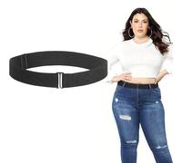 ARIATI Black Women’s Invisible Stretch Belt - Adjustable Elastic No-Show Waist Belt with Flat Buckle for Jeans, Trousers, and Dresses - Slim, Comfortable & Easy to Wear Design