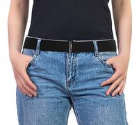ARIATI Black Women’s Invisible Stretch Belt - Adjustable Elastic No-Show Waist Belt with Flat Buckle for Jeans, Trousers, and Dresses - Slim, Comfortable & Easy to Wear Design