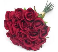 ARIATI Bundle of 18 Radiant Red Roses Elegant 30cm Faux Flower Bouquet for Stylish Indoor and Outdoor Decor, Perfect for Weddings, Parties, and Home Enhancement