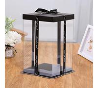 ARIATI Empty Transparent Gift Box with Black Base, Assemble Counter Top Clear Box Organiser, Dust Proof, Gift Box For Artificial Rose Teddy Bear, Flower, Soap Birthday Wedding Valentines