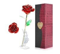 ARIATI Forever Red Rose: Elegant 24K Gold-Plated Flower with Stand - A Lasting and Romantic Gift for Her on Valentine's Day, Mother's Day, Anniversary, Wedding, or Birthday