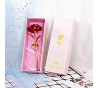 ARIATI Golden Blossom: Exquisite 24k Gold-Plated Rose - Stunning Artificial Flower Gift for Mothers, Elegant Decorative Red Rose, Perfect for Girlfriend, Wedding, Mom's Day, Valentines, and Birthdays