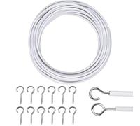 ARIATI Net Curtain Wire Kit - 3m Strong White Curtain Wire with 4 Hooks & 4 Eyes - Easy to Install, Flexible & Durable for Net Curtains, Voiles, Sheers & Light Drapes