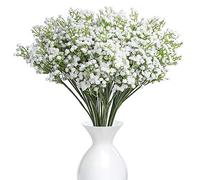 ARIATI Pack of 12 Artificial Flowers, Fake Flowers Silk Plastic Artificial Gypsophila Realistic White Flower Arrangements Wedding Decoration Table Centerpieces