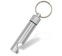Aribari Personal Pill Dispenser Keyring with Bottle Opener, Waterproof, 1 Compartment, Aluminium, 6.7 x 1.3 cm, Silver