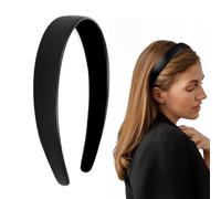 Aribliseza Dirndl Schwarz Haarreif Women's Black Headband Vegan Leather Simple Thick Hair Band for Women