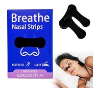 Aribliseza Nose Plaster, 62 Pieces Nose Strips for Snoring & Snoring Stopper, Anti-Snoring Nasal Strips for Better Sleep, Sweat Resistant for Men and Women, Black Nose Tape