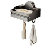 Aribliseza Soap Dish No Drilling with Hook, Drip Tray and Sponge; Soap Dish with Drain Hole; Stainless Steel Soap Dish with Suction Cup