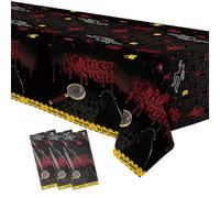 Aribra 3 Packs Murder Mystery Decorations Supplies Party Tablecloth, Disposable Escape Room Clue Game Detective Theme Murder Mystery Birthday Table Cover Supplies, 55in x 86in