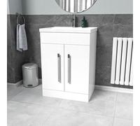 Aric 1100mm Gloss Bathroom Vanity Unit Basin Sink Furniture Cabinet White