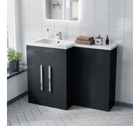 Aric 1100mm LH Freestanding Grey Vanity, WC Unit & Basin Flat Pack