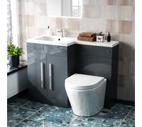 Aric 1100mm LH Freestanding Grey Vanity with BTW Rimless Toilet, WC & Basin