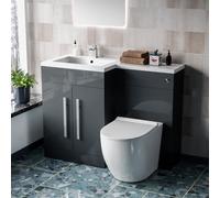 Aric 1100mm LH Freestanding Grey Vanity with BTW Toilet, WC & Basin