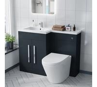 Aric 1100mm LH Freestanding Grey Vanity with BTW Toilet, WC & Basin Flat Pack