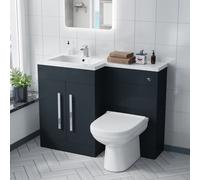 Aric | 1100mm RH BTW Toilet, WC Unit & Resin Basin Grey Flat Pack
