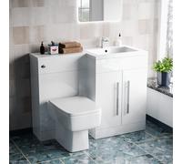 Aric 1100mm RH Freestanding White Basin Vanity Unit with WC Unit & BTW Toilet