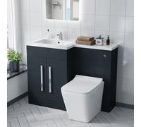 Aric Grey 1100mm LH BTW Toilet, WC Unit & Resin Basin Flat Pack