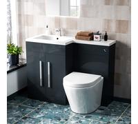 Aric Grey 1100mm LH Freestanding Vanity, WC Unit & BTW Toilet Flat Pack