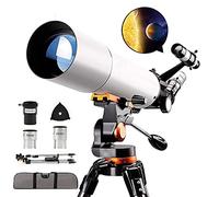 ARICCI Telescope 50080 Telescopes for Astronomy Adult Refractor with Adjustable Stainless Steel Tripod Erect Image Finder Scope Barlow Lens Nice family vision