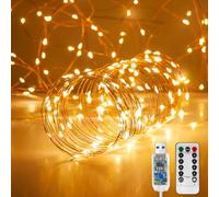 Ariceleo Fairy Lights 10M. 100 LED USB Twinkle String Lights - Copper Wire, Remote & Timer, 8 Modes, Waterproof, Warm White Starry Lights for Party, Wedding, Christmas (1 Pack)