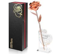 Ariceleo Gold Dipped Infinity Rose Last Forever Flower Decor, Birthday Gift for Women in Her Birthday Valentines Day Mothers Day, Resin Preserved Rose | Anniversary Present for Mom (Rose Gold)