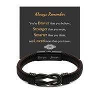ARICHDUDE Infinity Bracelet for Men, Gift for Men Dad Husband Boyfriend Son Brother Braided Leather Forever Linked Together Engraved with Love You Forever(With Gift Card and Box)